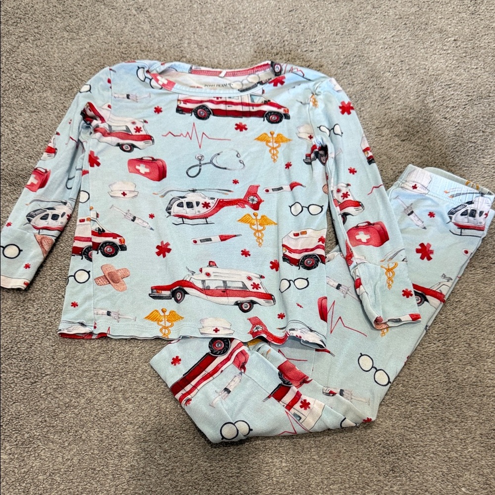 Posh Peanut 
Size 3/4 Kids Emergency Vehicle Pajama Set - Blue